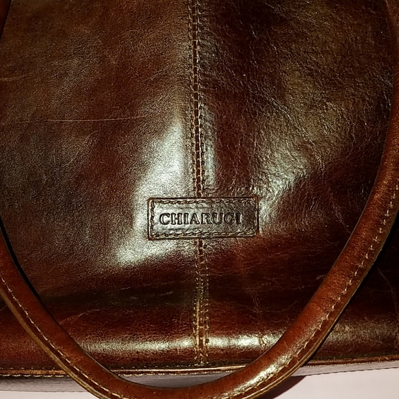 CHIARUGI Leather Hand Bag Brown Satchel  Shoulder - Picture 3 of 8